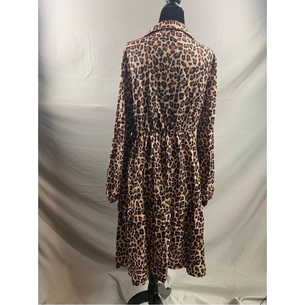 LAST ONE 🔥 Leopard Print Lantern Sleeve Ruffle Hem Dress - Picture 5 of 5